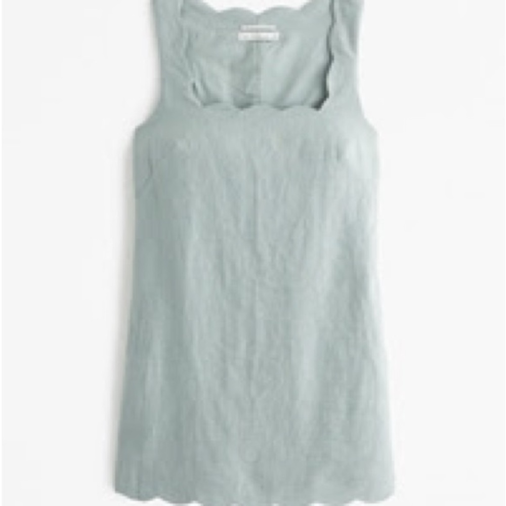 Abercrombie & Fitch- Scalloped Edge Mini Dress - Light Blue